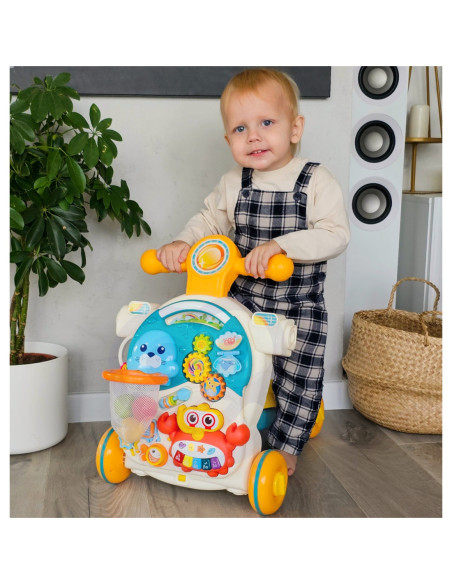 WOOPIE Pchacz Chodzik Stolik Edukacyjny Hulajnoga Jeździk 4w1