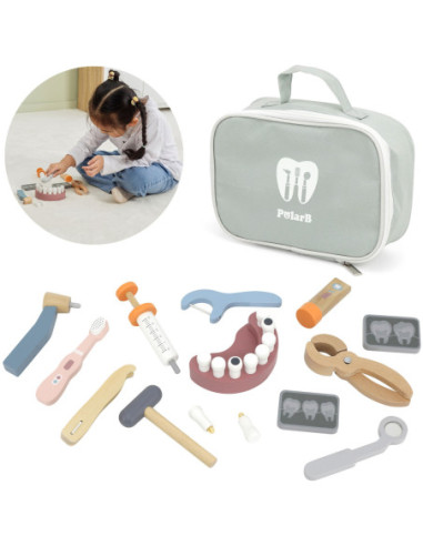 VIGA PolarB Drewniany Zestaw Dentysty Torba