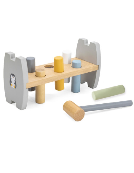 Viga PolarB Drewniana Przebijanka Wbijanka z Młoteczkiem Pingwinek Montessori