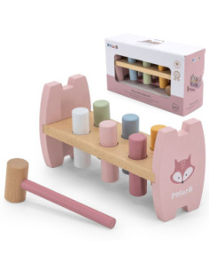 Viga PolarB Drewniana Przebijanka Wbijanka z Młoteczkiem Lisek Montessori