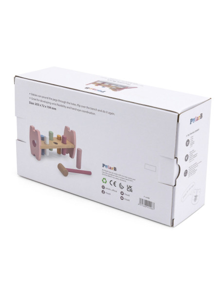 Viga PolarB Drewniana Przebijanka Wbijanka z Młoteczkiem Lisek Montessori