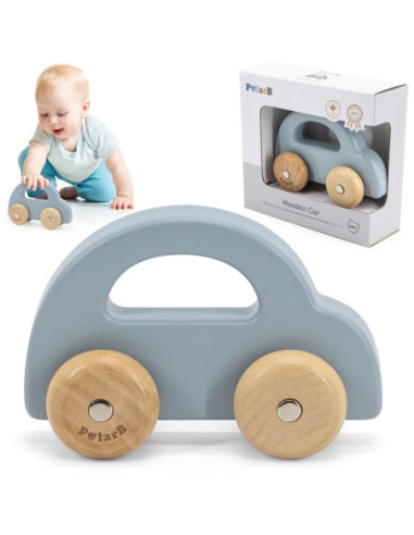 VIGA PolarB Drewniany Samochodzik do Pchania Niebieski