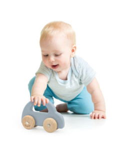 VIGA PolarB Drewniany Samochodzik do Pchania Niebieski 2