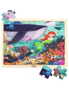 VIGA Drewniane Puzzle Układanka 24 el. Sekrety Morza