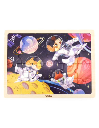 VIGA Drewniane Puzzle Układanka 24 el. Kosmiczna Przygoda