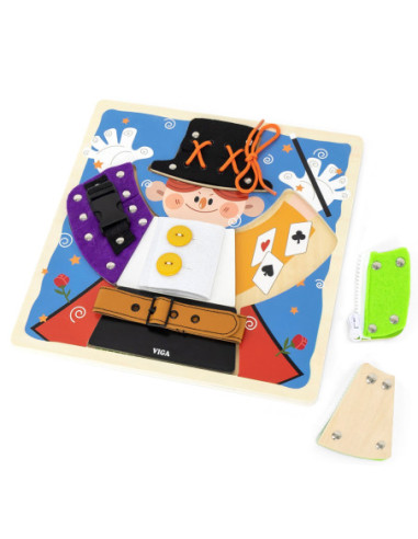 VIGA Drewniana Tablica Manipulacyjna Klamry Zamki Magik Monstessori