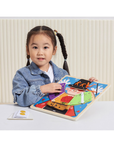 VIGA Drewniana Tablica Manipulacyjna Klamry Zamki Magik Monstessori