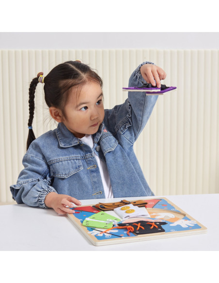 VIGA Drewniana Tablica Manipulacyjna Klamry Zamki Magik Monstessori