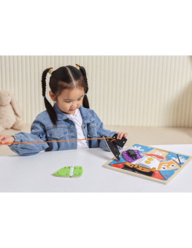 VIGA Drewniana Tablica Manipulacyjna Klamry Zamki Magik Monstessori