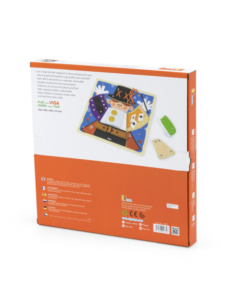 VIGA Drewniana Tablica Manipulacyjna Klamry Zamki Magik Monstessori