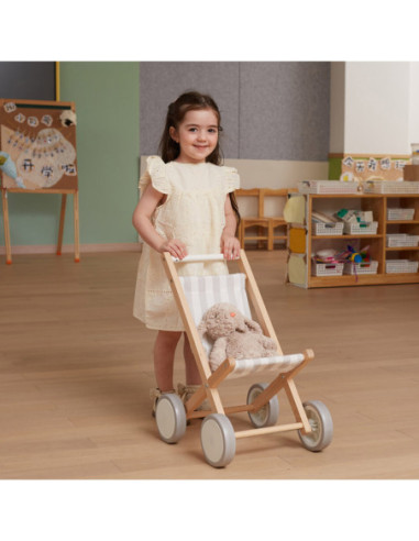 VIGA Drewniany Wózek Dla Lalek Spacerówka