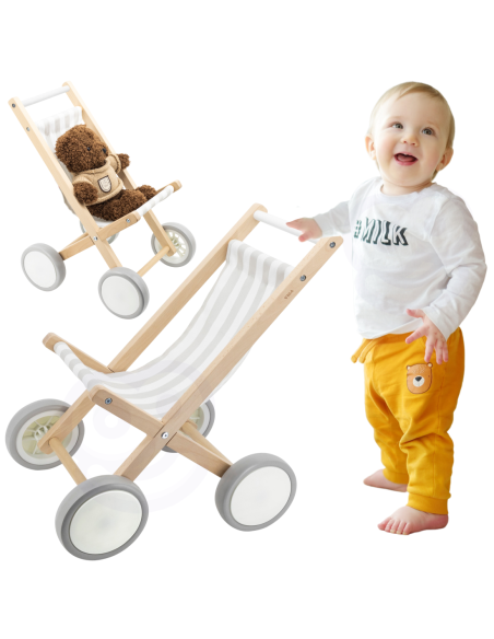 VIGA Drewniany Wózek Dla Lalek Spacerówka