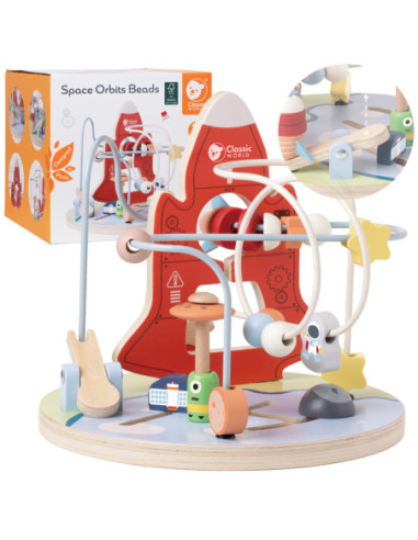 CLASSIC WORLD Edukacyjny Labirynt Przeplatanka Space Orbits Beads 18m+ FSC