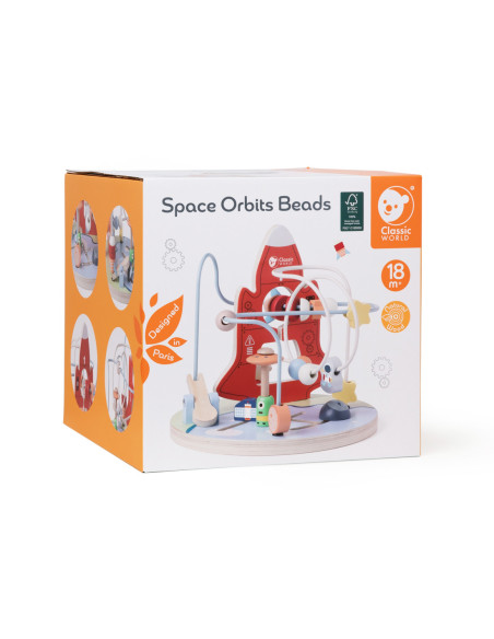 CLASSIC WORLD Edukacyjny Labirynt Przeplatanka Space Orbits Beads 18m+ FSC