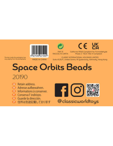 CLASSIC WORLD Edukacyjny Labirynt Przeplatanka Space Orbits Beads 18m+ FSC