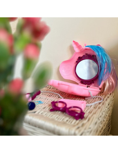 WOOPIE Toaletka dla Dziewczynki 2w1 Salon Piękności w Torebce Jednorożec