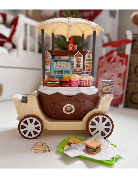 WOOPIE FastFood Sklep na Kółkach Wózek Wlizka 59 akc. 4w1