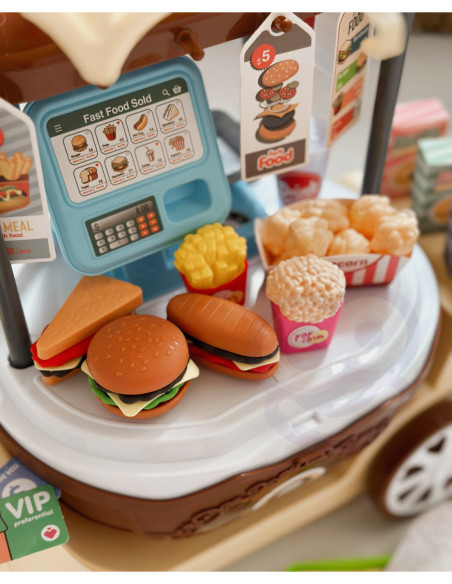 WOOPIE FastFood Sklep na Kółkach Wózek Wlizka 59 akc. 4w1