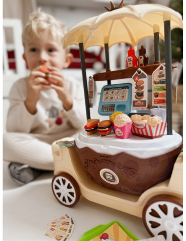 WOOPIE FastFood Sklep na Kółkach Wózek Wlizka 59 akc. 4w1