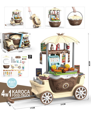 WOOPIE FastFood Sklep na Kółkach Wózek Wlizka 59 akc. 4w1