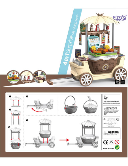 WOOPIE FastFood Sklep na Kółkach Wózek Wlizka 59 akc. 4w1
