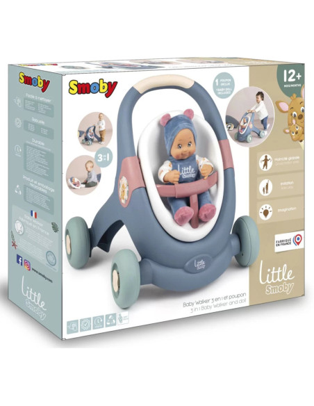 Smoby Little Chodzik Pchacz 3w1 Wózek dla Dzieci + Lalka Bobas