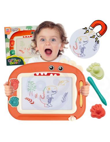 WOOPIE Znikopis Tablica Magnetyczna Kolorowa + 2 Stempelki Dinozaur