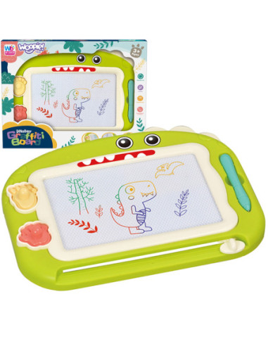 WOOPIE Znikopis Tablica Magnetyczna Kolorowa + 2 Stempelki Dinozaur