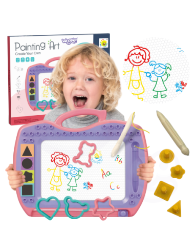 WOOPIE Znikopis Tablica Magnetyczna Kolorowa + Stempelki + Wzory