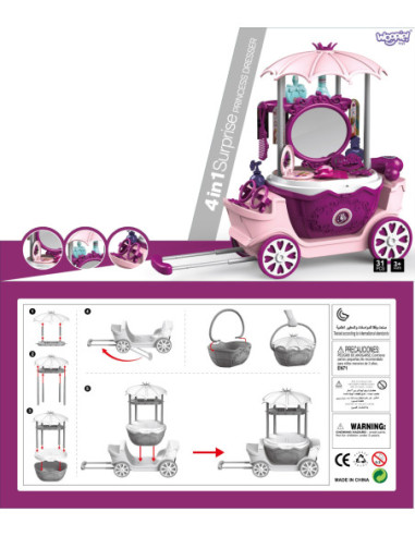 WOOPIE Salon Piękności Urody Toaletka na Kółkach Wózek Wlizka 31 akc. 4w1