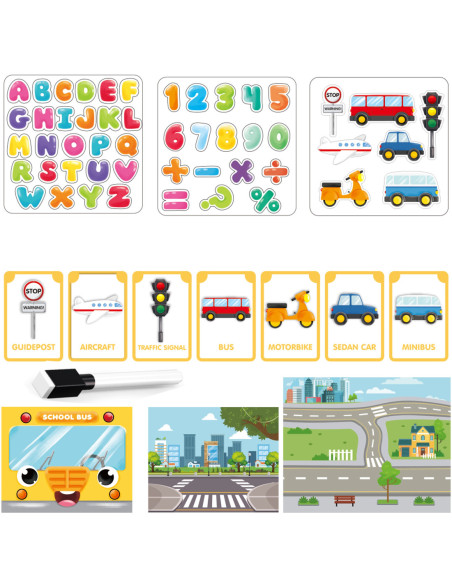 WOOPIE Tablica Magnetyczna Motyw Środki Transportu + Akcesoria