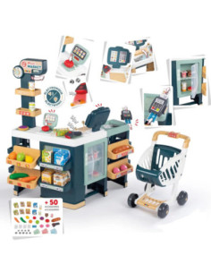 SMOBY Maximarket Electronic Cash Register Trolley with Scanner, Scale and Refrigerator