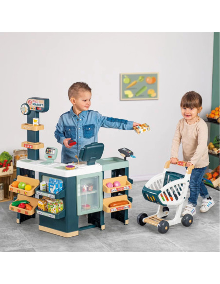 Smoby Maximarket Wózek Elektroniczną Kasą ze Skanerem Waga i Lodówka