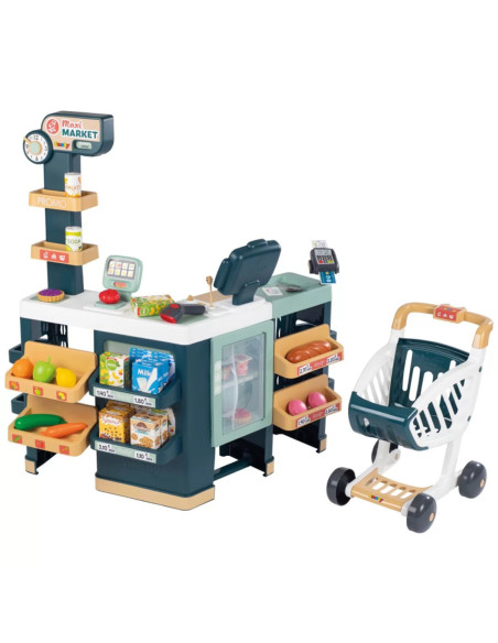Smoby Maximarket Wózek Elektroniczną Kasą ze Skanerem Waga i Lodówka