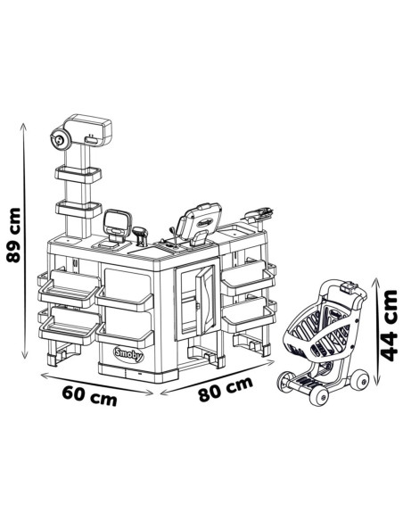 Smoby Maximarket Wózek Elektroniczną Kasą ze Skanerem Waga i Lodówka
