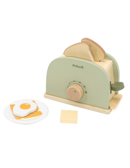 Viga PolarB Drewniany Zestaw Toster Zielony + Akcesoria