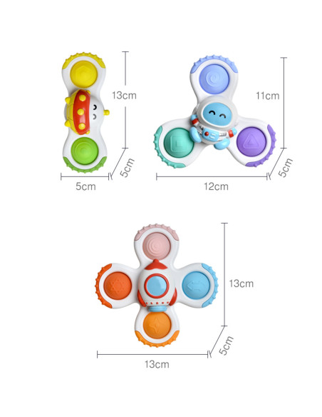 WOOPIE BABY Spinner Zabawka Sensoryczna Rakieta Kosmita Ufo 3 szt.