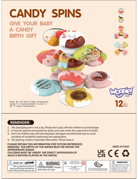 WOOPIE BABY Spinner Zabawka Sensoryczna Pszczoła Kurczak Królik Wymienne 3 szt.