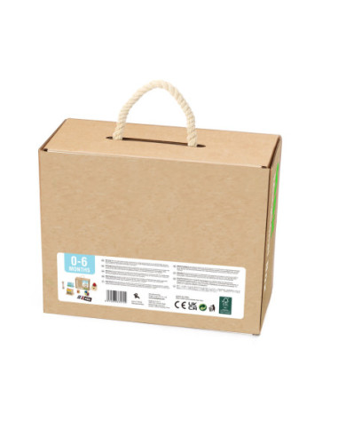 Tooky Toy Edukacyjne Pudełko Karty Kontrastowe Grzechotka Bębenek Piłka 6w1 od urodzenia do 6 miesiąca