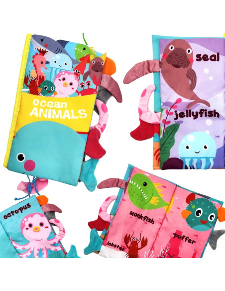 WOOPIE Książeczka z Ogonkami Zwierząt Morskich Materiałowa
