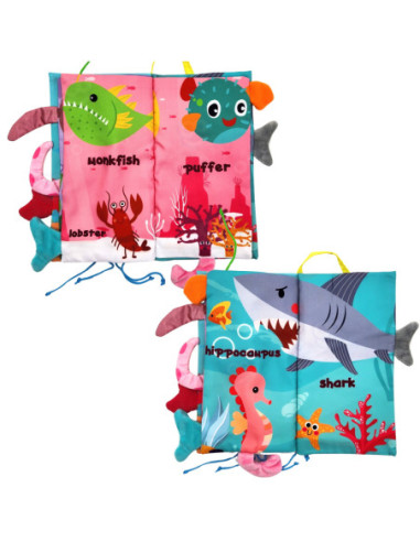 WOOPIE Książeczka z Ogonkami Zwierząt Morskich Materiałowa