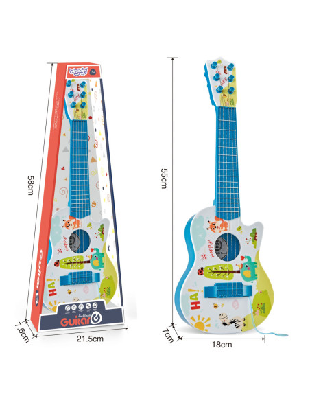 WOOPIE Gitara Aukustyczna dla Dzieci Niebieska 55 cm