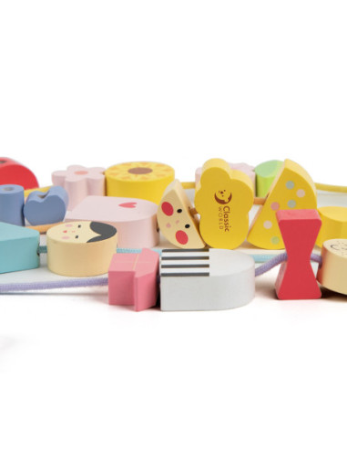 CLASSIC WORLD Drewniane Klocki do Nawlekania Ubieranie Dzieci 73 el.