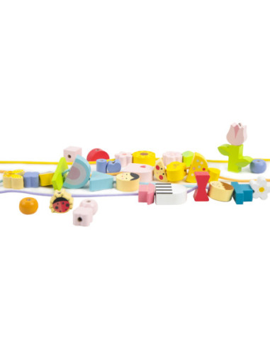 CLASSIC WORLD Drewniane Klocki do Nawlekania Ubieranie Dzieci 73 el.