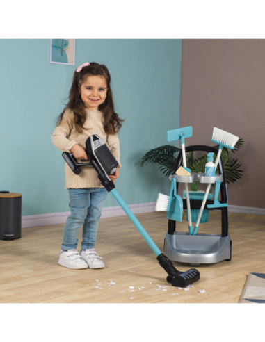 Smoby - Wózek do sprzątania z odkurzaczem Rowenta z dźwiękiem + 10 akcesoriów
