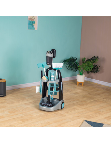 Smoby - Wózek do sprzątania z odkurzaczem Rowenta z dźwiękiem + 10 akcesoriów