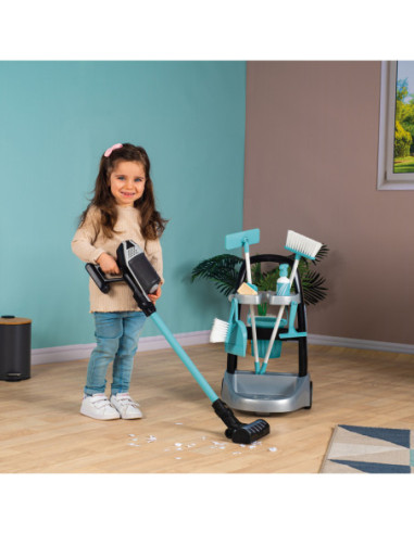 Smoby - Wózek do sprzątania z odkurzaczem Rowenta z dźwiękiem + 10 akcesoriów