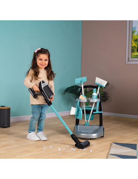 Smoby - Wózek do sprzątania z odkurzaczem Rowenta z dźwiękiem + 10 akcesoriów
