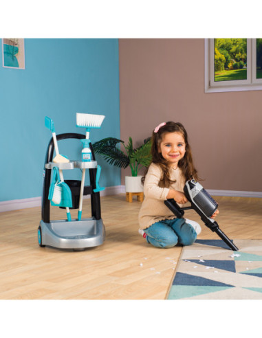Smoby - Wózek do sprzątania z odkurzaczem Rowenta z dźwiękiem + 10 akcesoriów