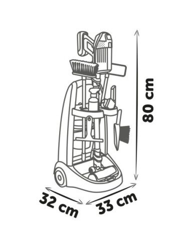 Smoby - Wózek do sprzątania z odkurzaczem Rowenta z dźwiękiem + 10 akcesoriów